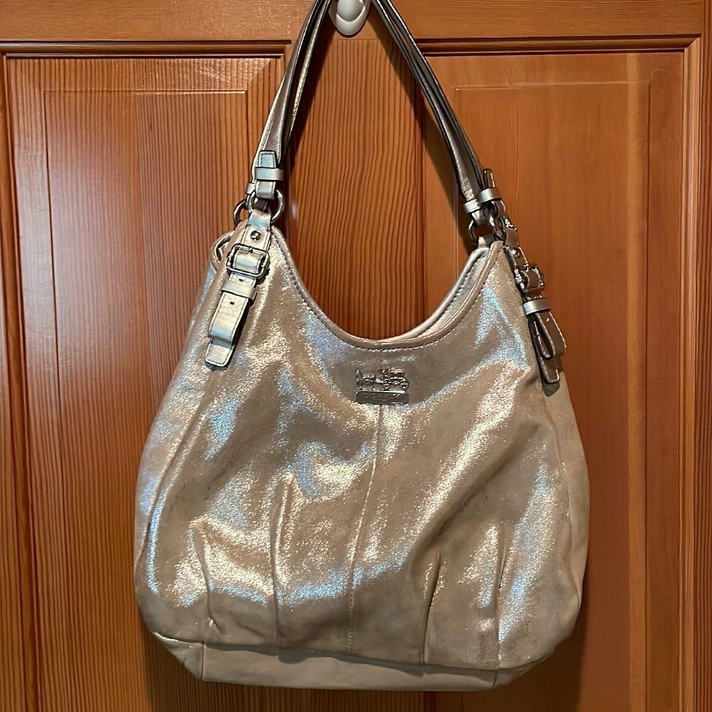 COACH gold leather hobo purse